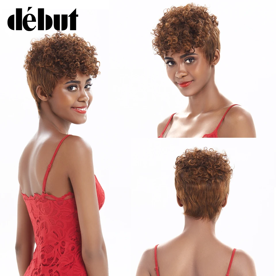 Дебюта парики для чернокожих Для женщин короткие из человеческих волос эффектом