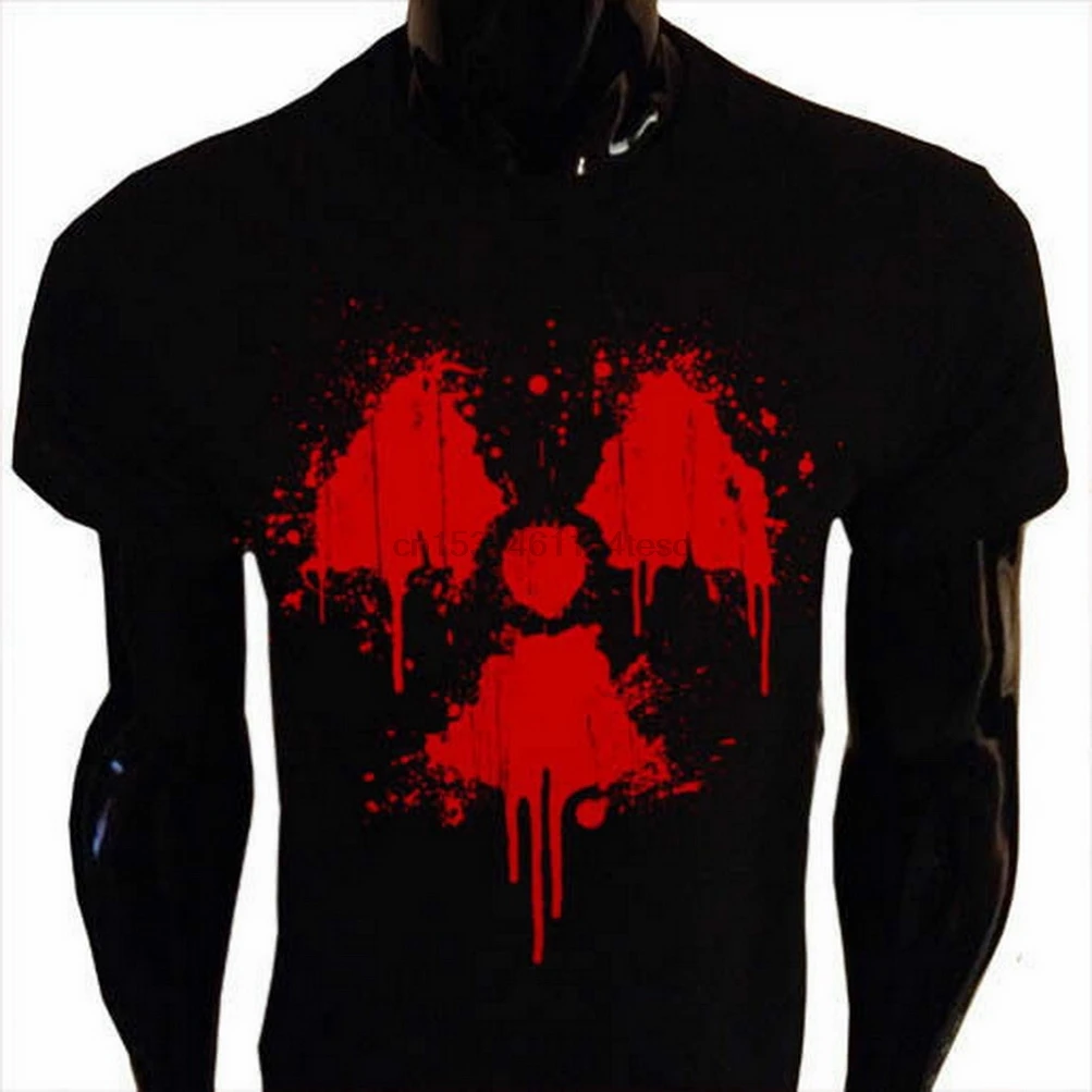 Радиоактивных крови брызги футболка S 5XL SCREENPRINTED капель гранж красные черные