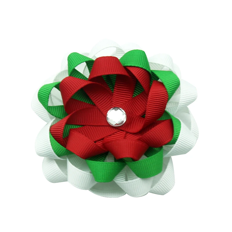 5 дюймов рождественские банты для волос ручной работы в полоску и горошек Печать