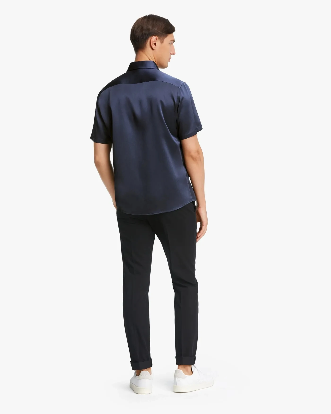 

Luxury Short-Sleeved 19MM Pure Silk Shirt For Men Short-Sleeved T Shirt