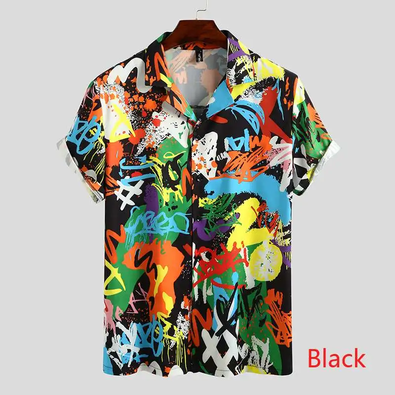 

Summer Men Printed Shirt Short Sleeve Turn-down Collar Streetwear Chic Loose Mens Hawaiian Shirts 2021 Vacation Camisa INCERUN