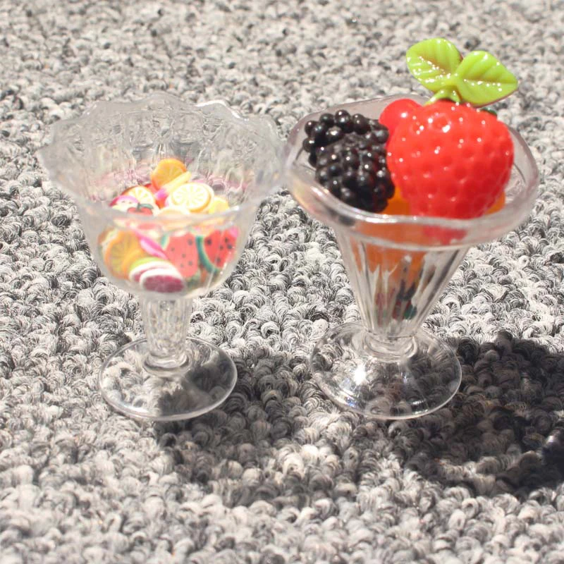 Mini ice cream sundae cup clay plastic transparent simulation DIY handmade material 6pcs/set | Игрушки и хобби