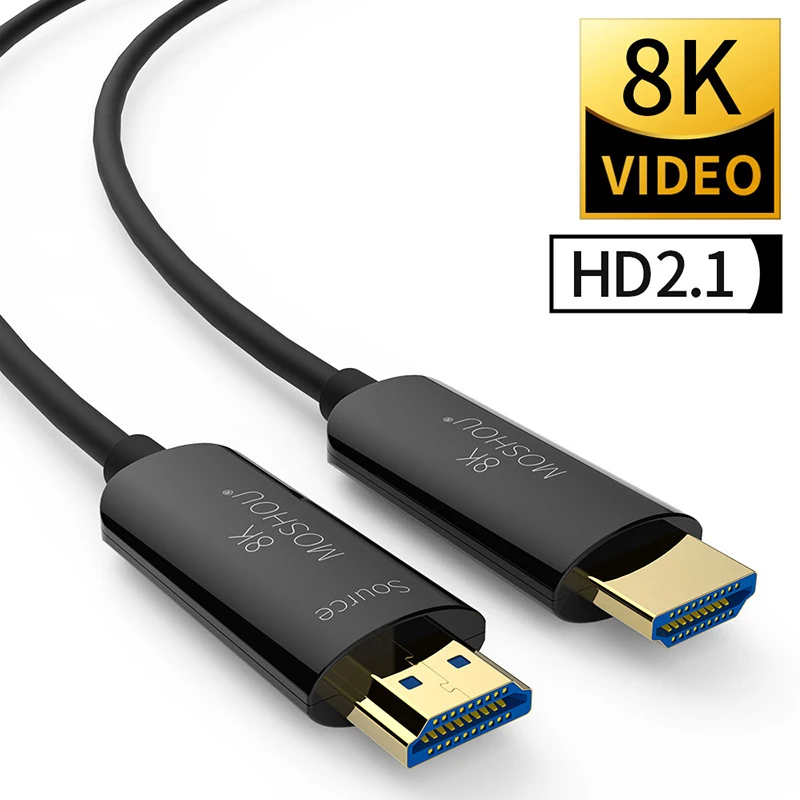 MOSHOU HDMI совместимый 2 1 кабель Оптическое волокно Ультра HD (UHD) 120 Гц 48Gbs с аудио видео