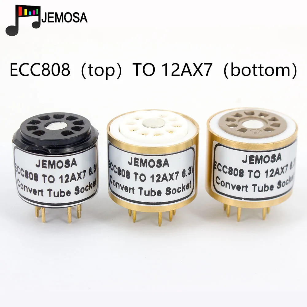 1PC ECC808 Tube (Top) TO 12AX7 12AU7 ECC81 ECC82 ECC83 Tube (bottom) 6.3V DIY Audio Amplifier Vacuum Tube Convert Socket Adapter
