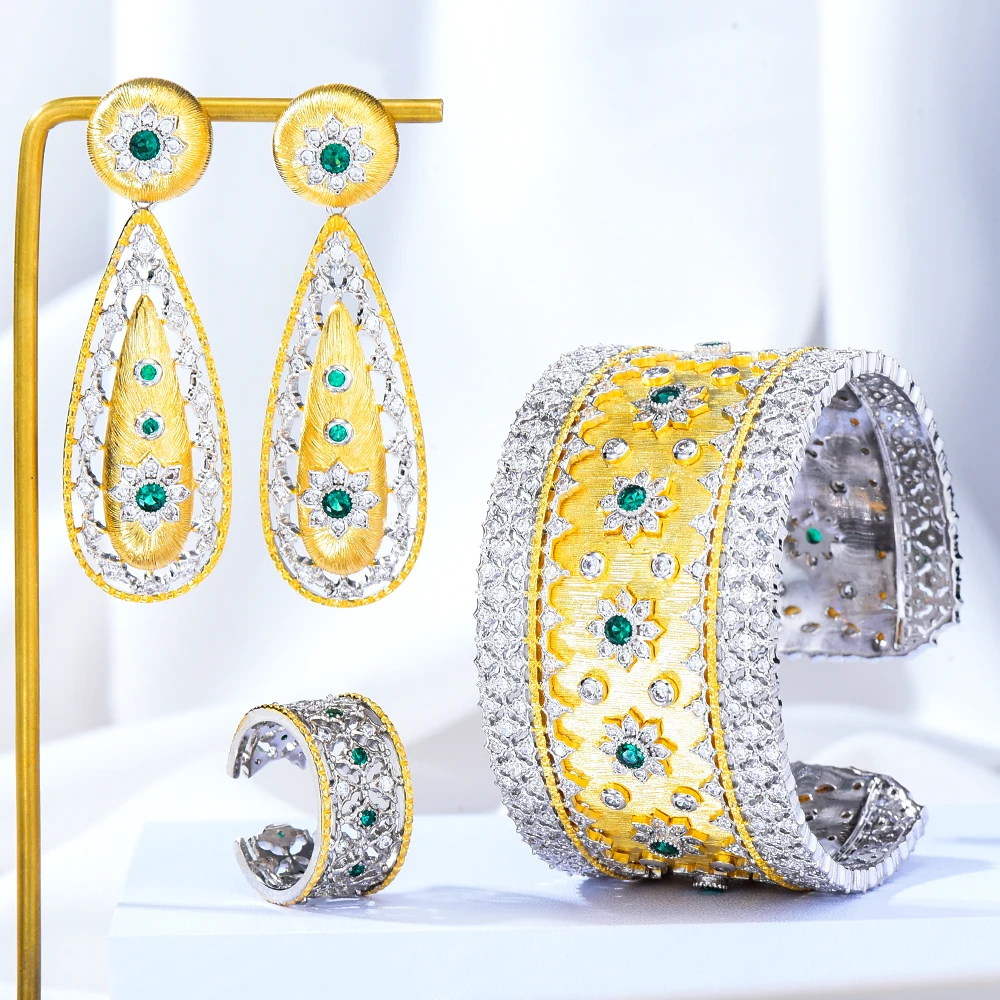 GODKI винтажный Королевский 3 шт. зеленый CZ Роскошный Африканский набор украшений
