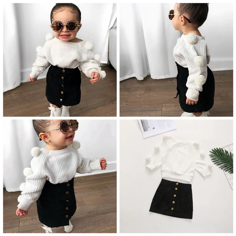 Осенние вязаные топы с длинными рукавами для маленьких девочек хлопковая блузка