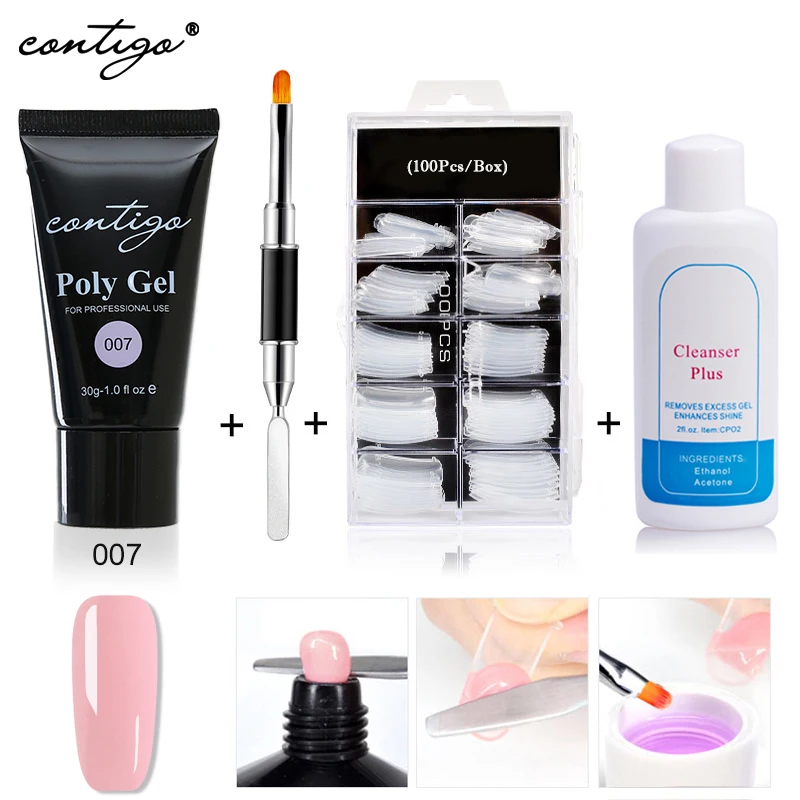 Полигель для ногтей с полуперманентным УФ лаком наращивания ногтей|Комплекты и