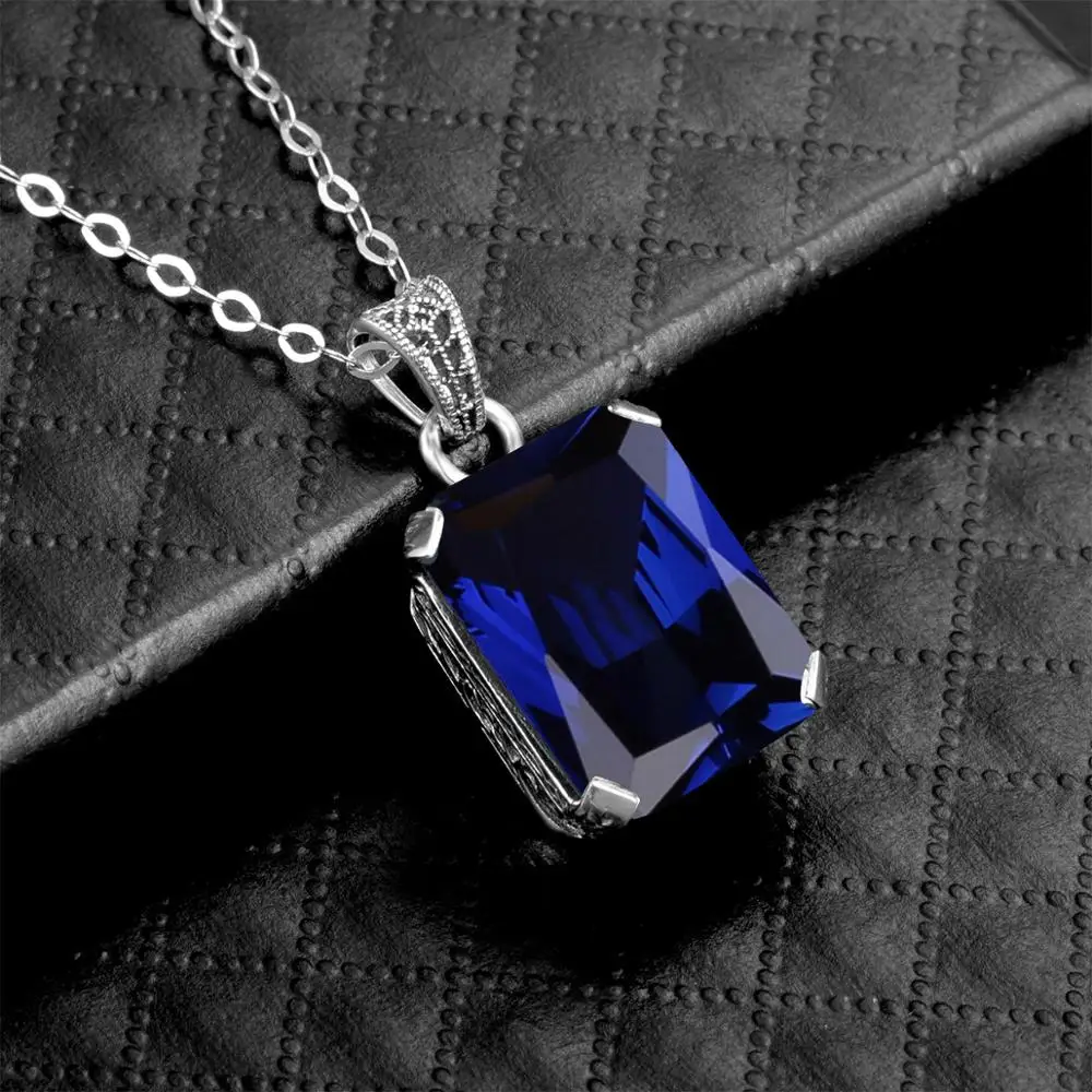 Szjinao S925 серебряное ожерелье подвески для женщин сапфир драгоценный камень