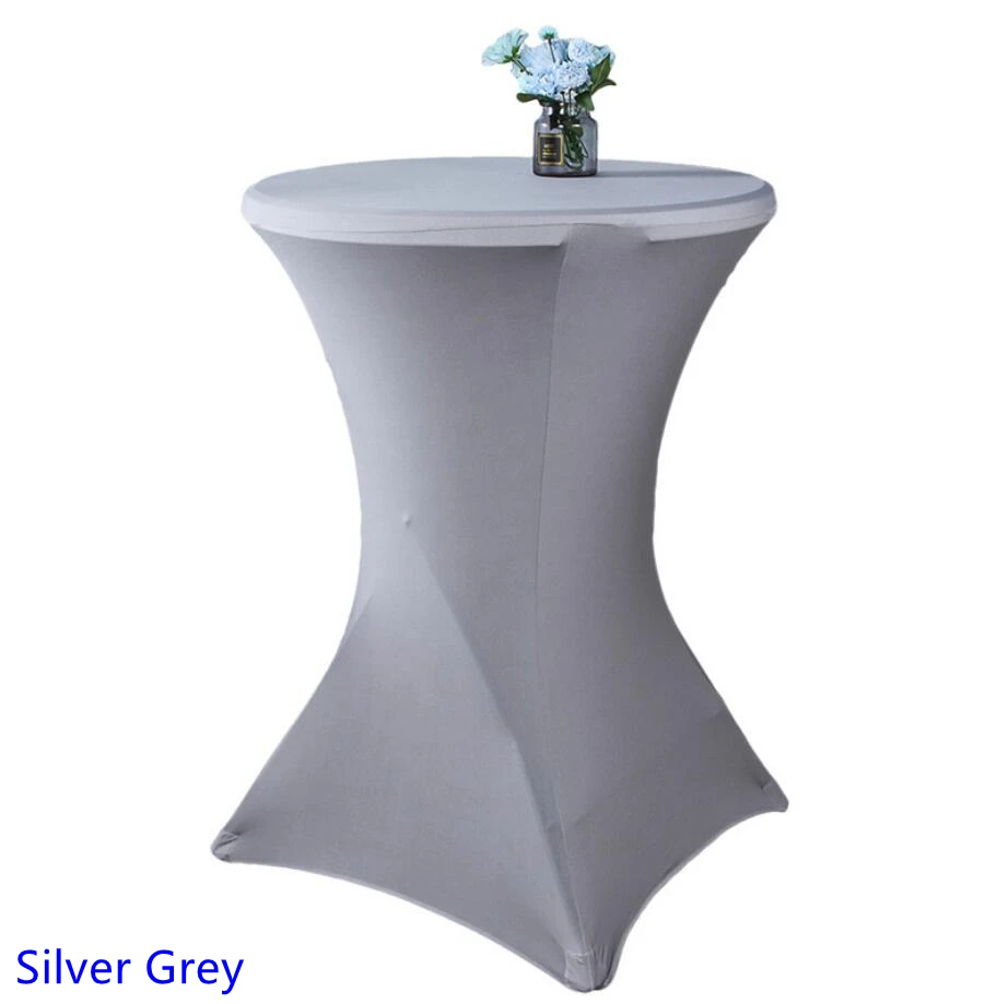 

Серебристо-серый цвет Φ Коктейльная скатерть из лайкры высокий барный стол чехол для свадебной вечеринки и украшение стола в отеле