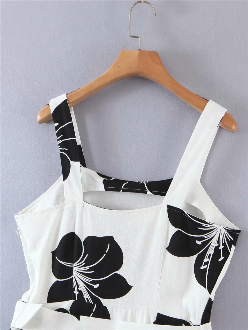 

TMODA1369 2021 New Summer Women Spaghetti Strap Print Floral Dress Sleeveless Empire Beach Dresses High Street Style Dresses