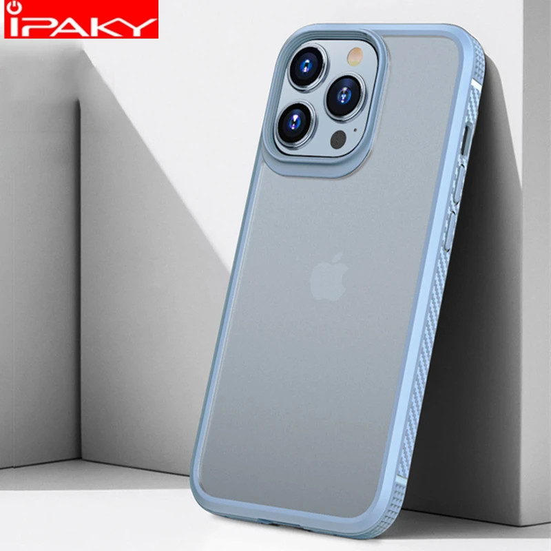 

IPAKY for iPhone 13 12 11 Case 11 12 13 Pro Carbon Fiber Frame Matte Translucent Shockproof Cover for iPhone 12 13 Pro Max Case