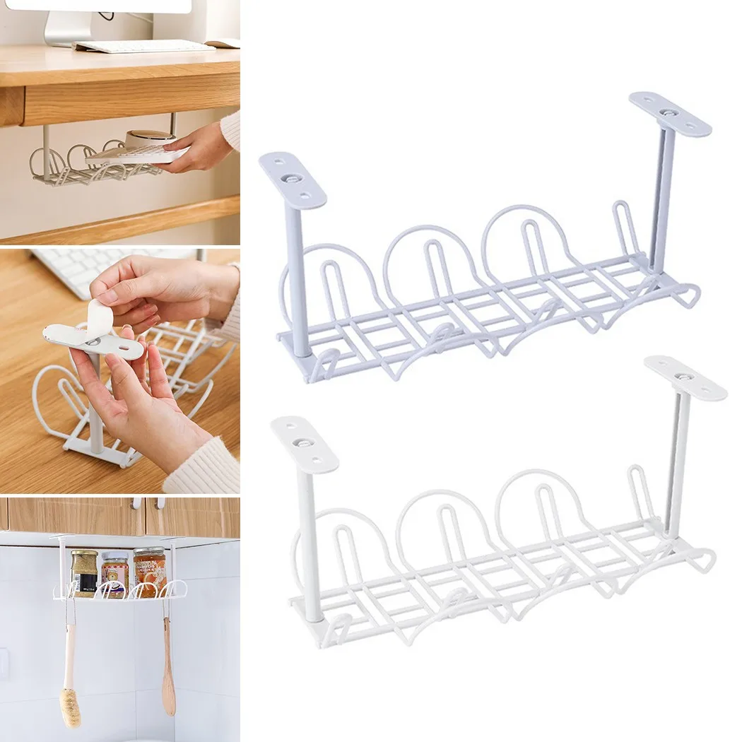 

Under Desk Storage Rack Cable Management Tray Power Line Storage Organizer Wire Cord Charger Plugs Home Office Suction Wall