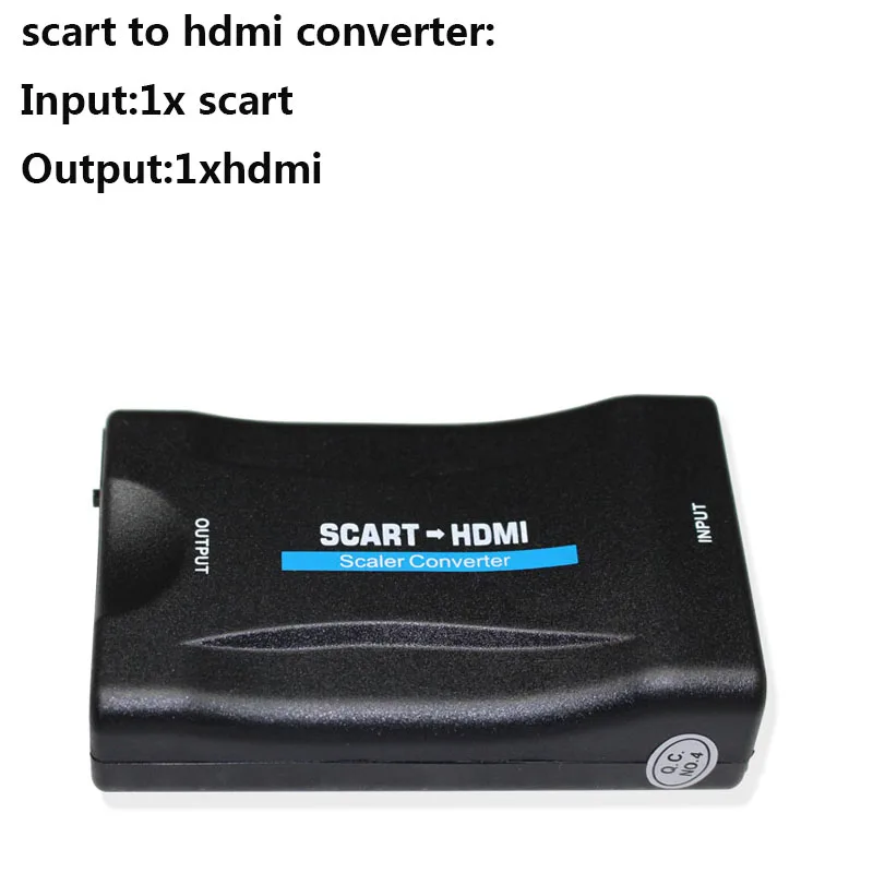1080P SCART К HDMI видео аудио высококлассный конвертер адаптер для HD tv DVD для Sky Box STB подключи и играй с кабелем постоянного тока или вилкой европейского стандарта - Цвет: Черный