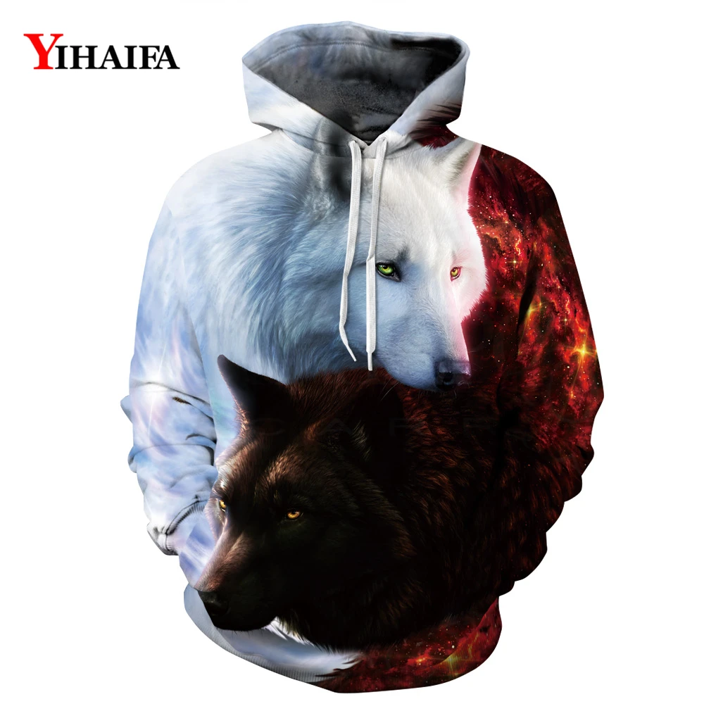 Для мужчин и женщин 3D толстовки модная пара Сращивание волк толстовка с рисунком