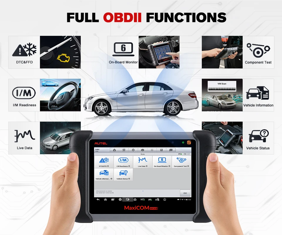 Autel MaxiCOM MK808 OBD2 сканер для диагностики автодиагностический сканер обд сканер для авто сканер профессиональное диагностическое средство сканирования, БД 2 считыватель кодов ключ кодирования иммобилайзер MX808