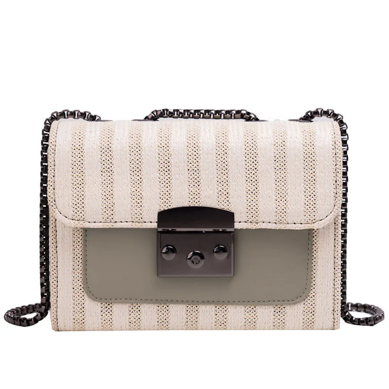 Женская маленькая сумка мессенджер в полоску летняя парусиновая французском