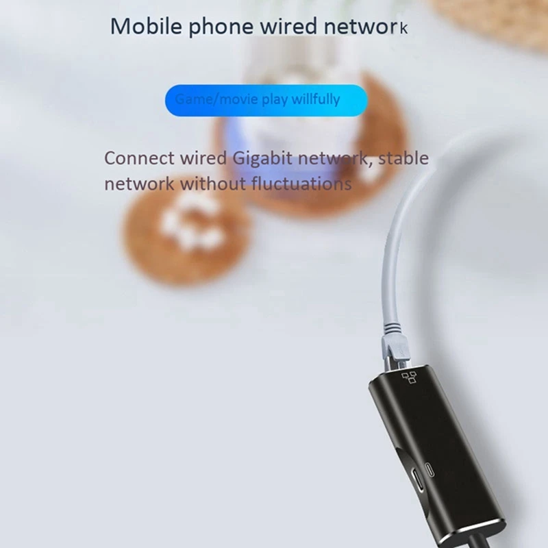 

Type-C Network Card Converter Type-C to RJ45 Network Port Adapter for Mobile Phone / Computer / Plus PD Charging