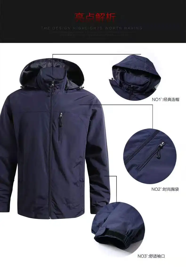 

Hot sale spring and autumn men's hooded zipper windproof jacket jacket warm printing casual fashion outdoor jacket