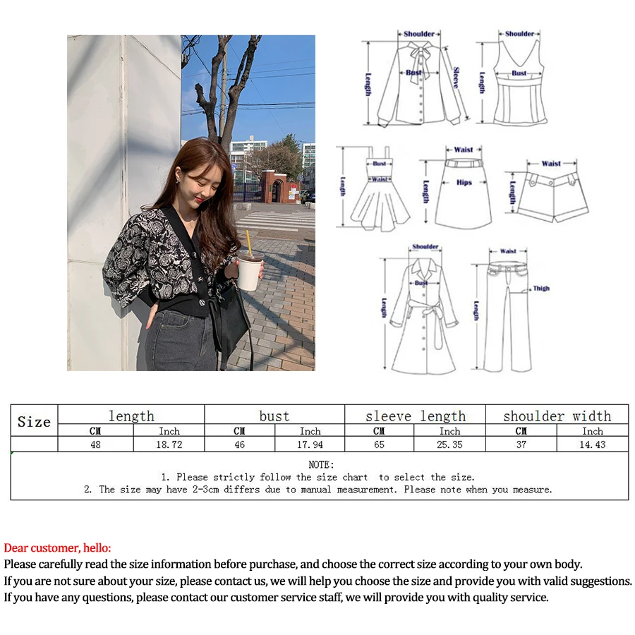 

Printed Knit Cardigan for Women Korean Lantern Sleeve Single Breasted V-neck Cardigan Simple Autumn Warmth Women's Cardigans