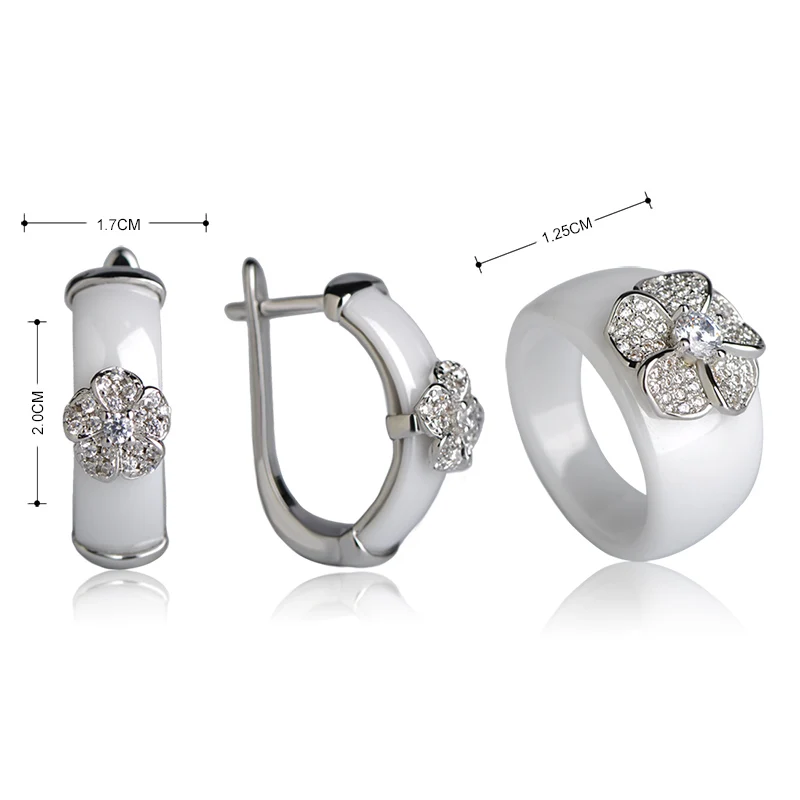 Медные сережки и кольца MECHOSEN Роскошные Ювелирные наборы из белой керамики с