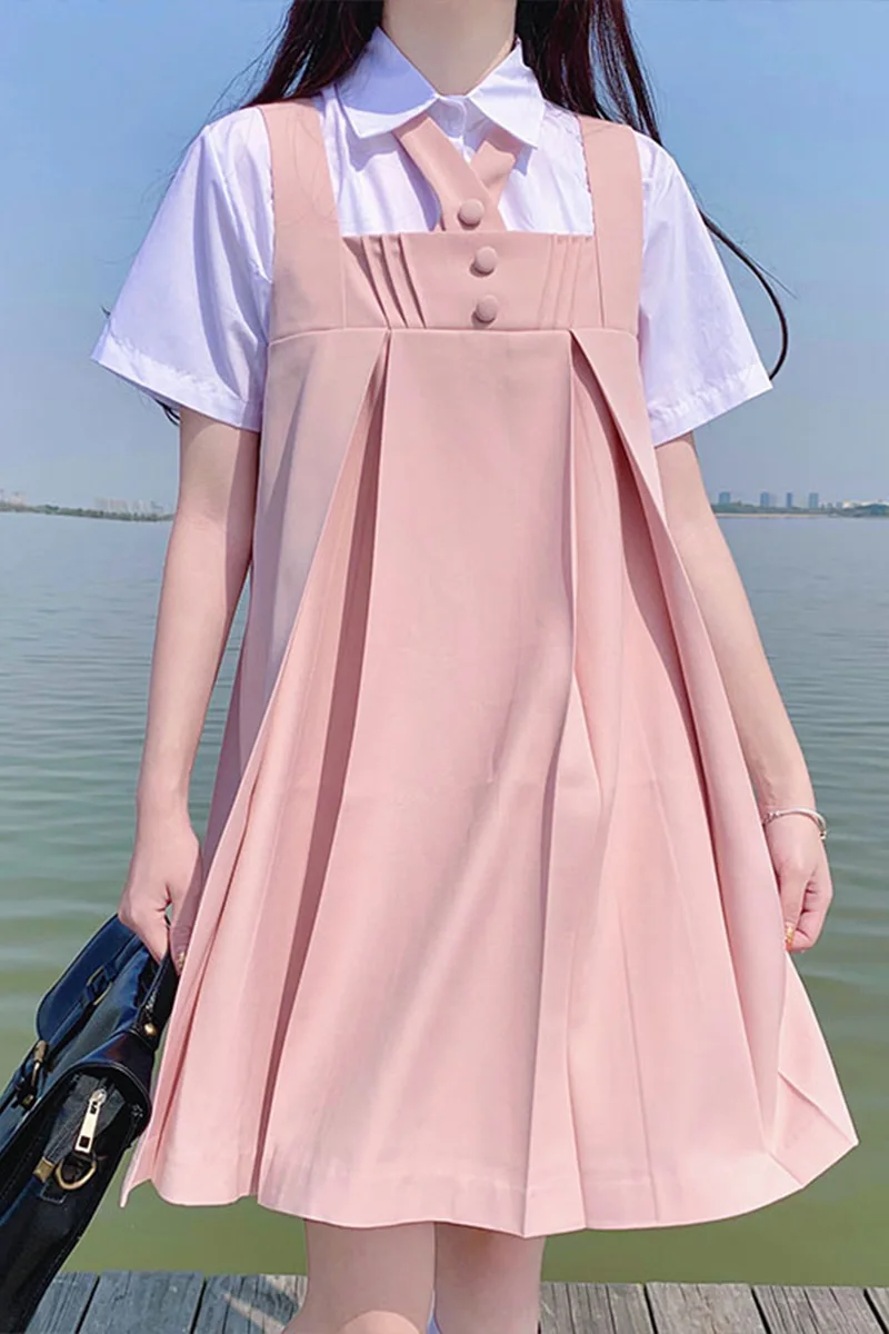 Lolibook летний Яркий розовый женский сарафан в японском стиле для студенток длинное