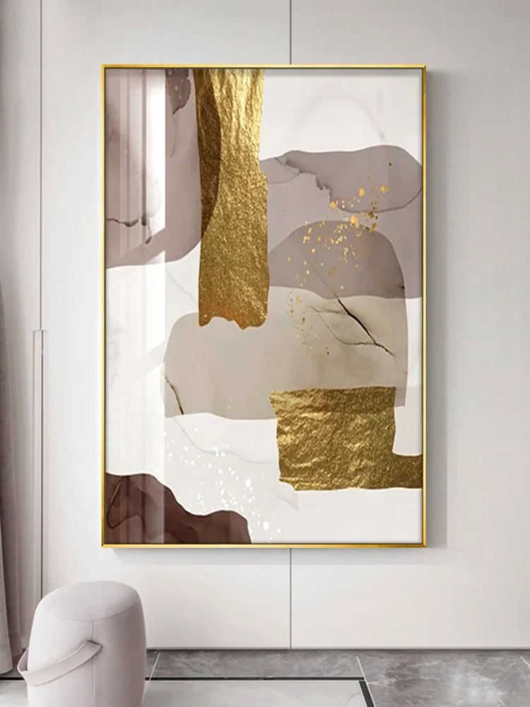 

Abstract Marble Canvas Print Paintings Brown gold foil Poster Morden Wall Art Pictures on Canvas Living Room Office Home Decor