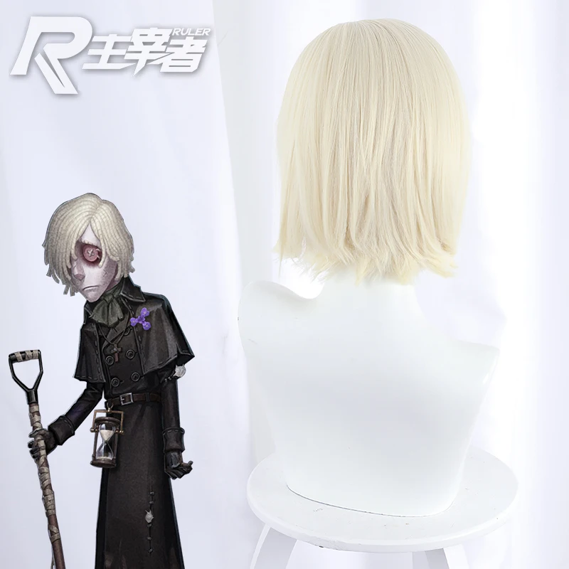 

Wigs Hot Game Identity V Andrew Kress Cospaly Tomb Keeper White Gold Hair Unisex Highly Reductive Role Play Accessories