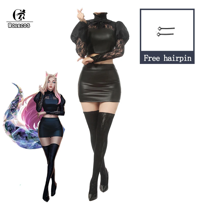 

ROLECOS KDA Baddest Ahri Косплей Костюм LOL KDA Косплей Baddest Ahri Косплей наряд игра сексуальный костюм для женщин Хэллоуин