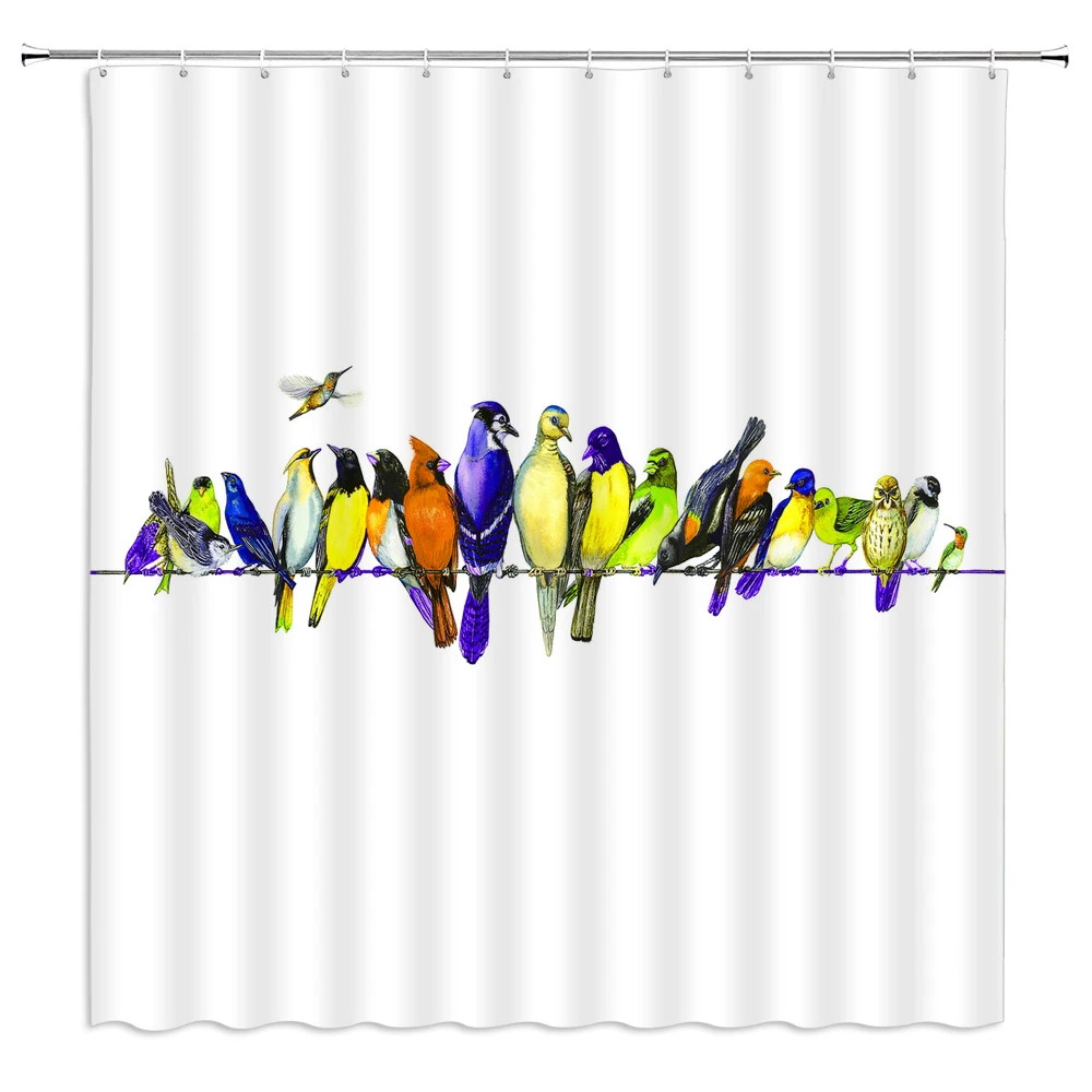 Штора для душа с птицами водонепроницаемая занавеска ванной Водонепроницаемая