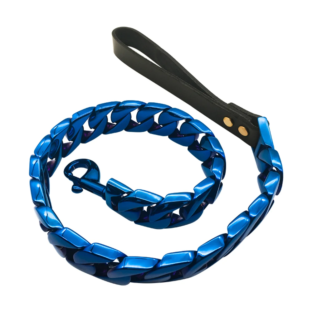 

Синий тренировочный поводок для собак из нержавеющей стали, металлический поводок для собак, горячая Распродажа, цепочка для питомцев, боль...