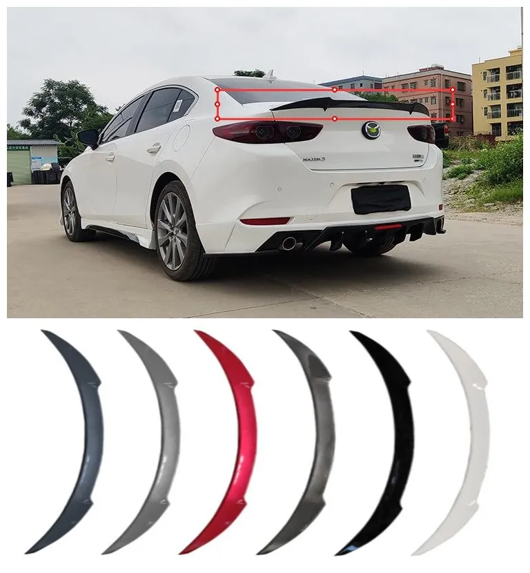 

High quality ABS Paint & Carbon fiber Rear Trunk Lip Spoiler Wing Fits For Mazda 3 Axela 2018 2019 2020 2021GT Style