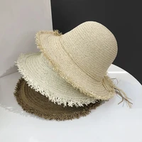 summer 4 colors hand knitted sun hat women sweet straw hats foldable street beach sun protection caps 56 58cm fashion bonnet