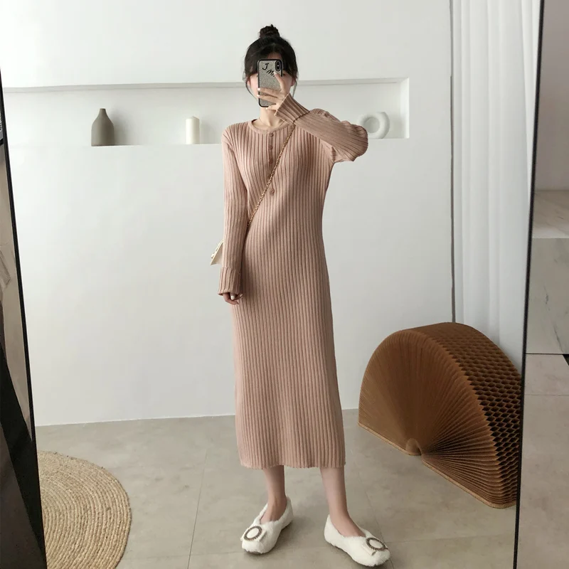 

Film with coat in qiu dong long over-the-knee sweater knitting dress long skirt render inside take female