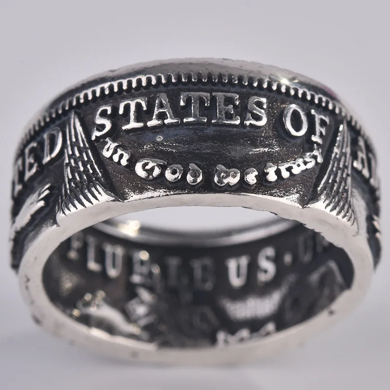 

S925 Vintage Thai Silver Coin Ring for Men and Women Gift Jewelry Rings Wholesale
