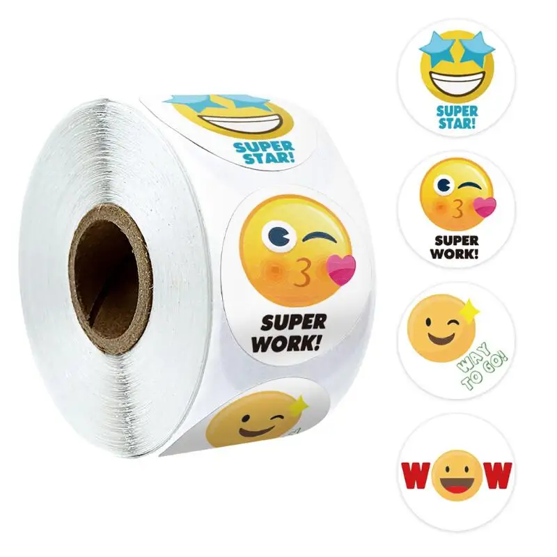 1500pcs Facial expression sticker Scrapbook 1 inch Round School  Label Stickers Rolls Stationery Stickers