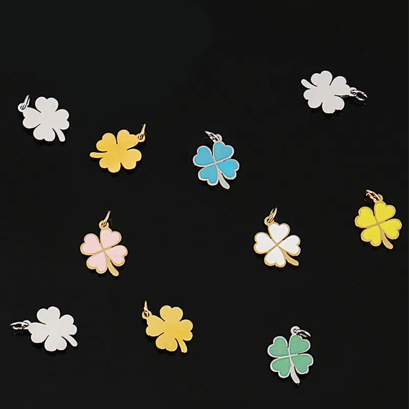 5 шт. эмалевые Подвески в виде клевера из нержавеющей стали