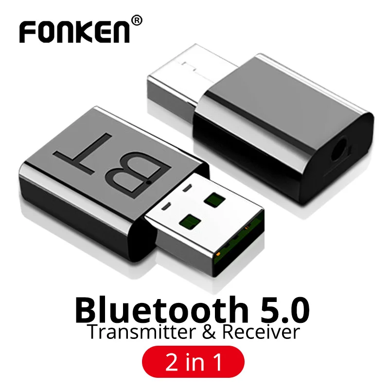 

FONKEN Bluetooth 5.0 Adapter 2in1 Transmitter Receiver Mini Wireless USB Donggle Adapter 3.5mm Music AUX Audio Signal Amplifier
