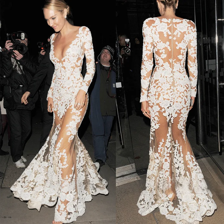 Сексуальное Белое длинное кружевное платье прозрачное Сетчатое Макси длиной до