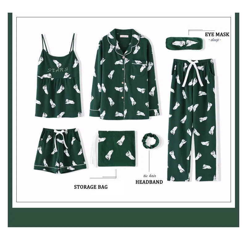 Пижамы женские домашние костюмы из семи частей можно носить Вне с длинными