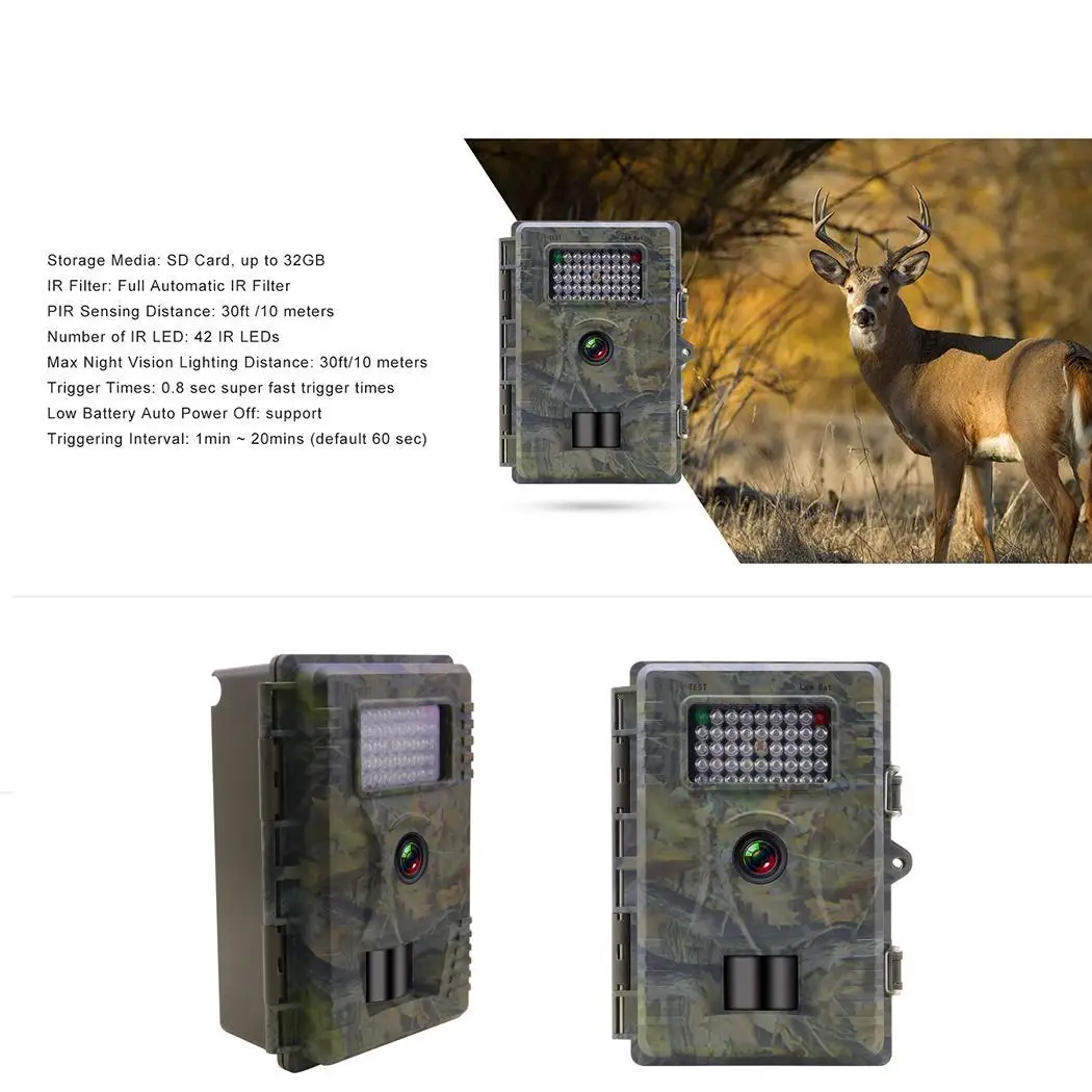 Новая охотничья камера 1080P HD Водонепроницаемая инфракрасная ночного видения