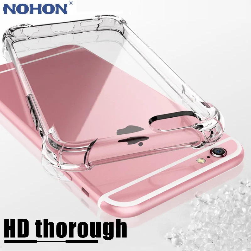 NOHON Shockproof Transparent Phone Case For iPhone XS Max X XR 8 7 Plus 6 6S 5 5S Silicone Protection Back Cover Coque |