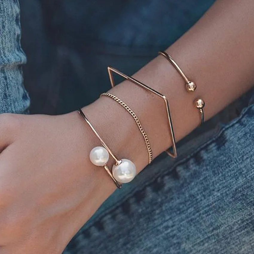Простые золотые жемчужные браслеты для Женский браслет цепочка femme pulseras mujer pulseira