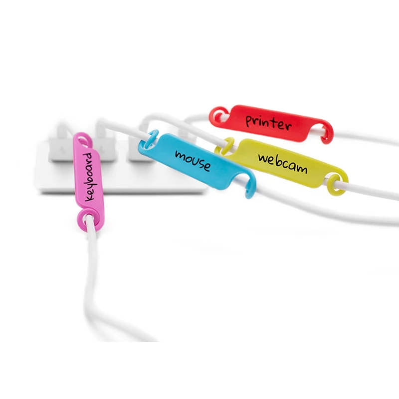 

10Pcs Assorted Colors Sticker Cable Label Home Office TPE Waterproof Identification Tag Kids DIY Organizers Easy Mark Write On