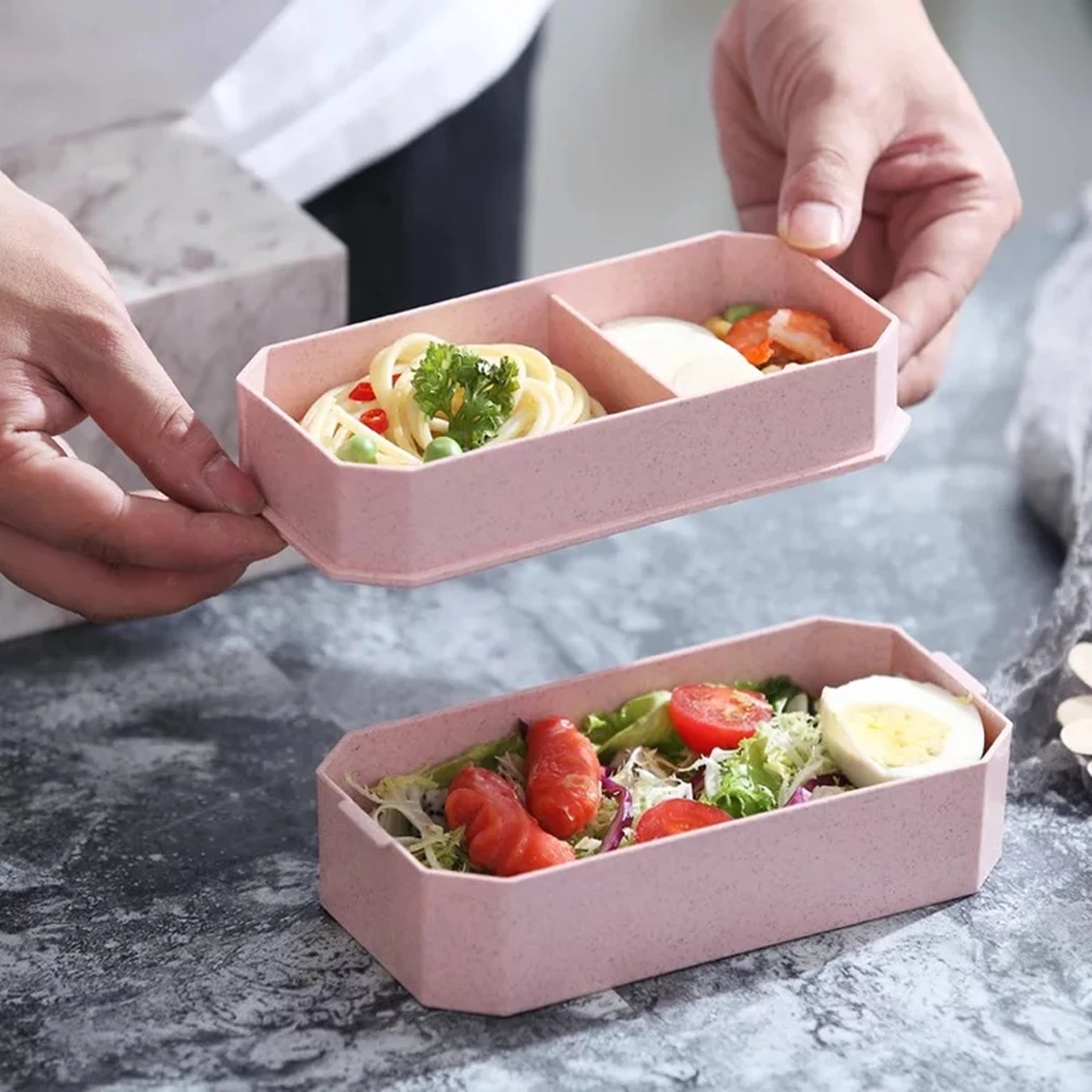 800 мл здоровый материал Ланч-бокс 2 слоя пшеничной соломы Bento коробки микроволновая посуда контейнер для хранения продуктов Ланчбокс
