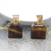 natural fluorite perfume bottle pendant yellow rainbow fluorite crystals essential oil diffuser vial charms necklace jewelry
