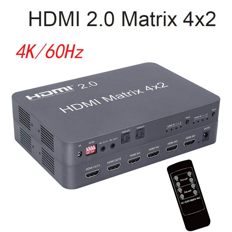 HDMI 2 0 настоящая матрица 4x2 скалер 4K 60Hz переключатель сплиттер HD видео конвертер