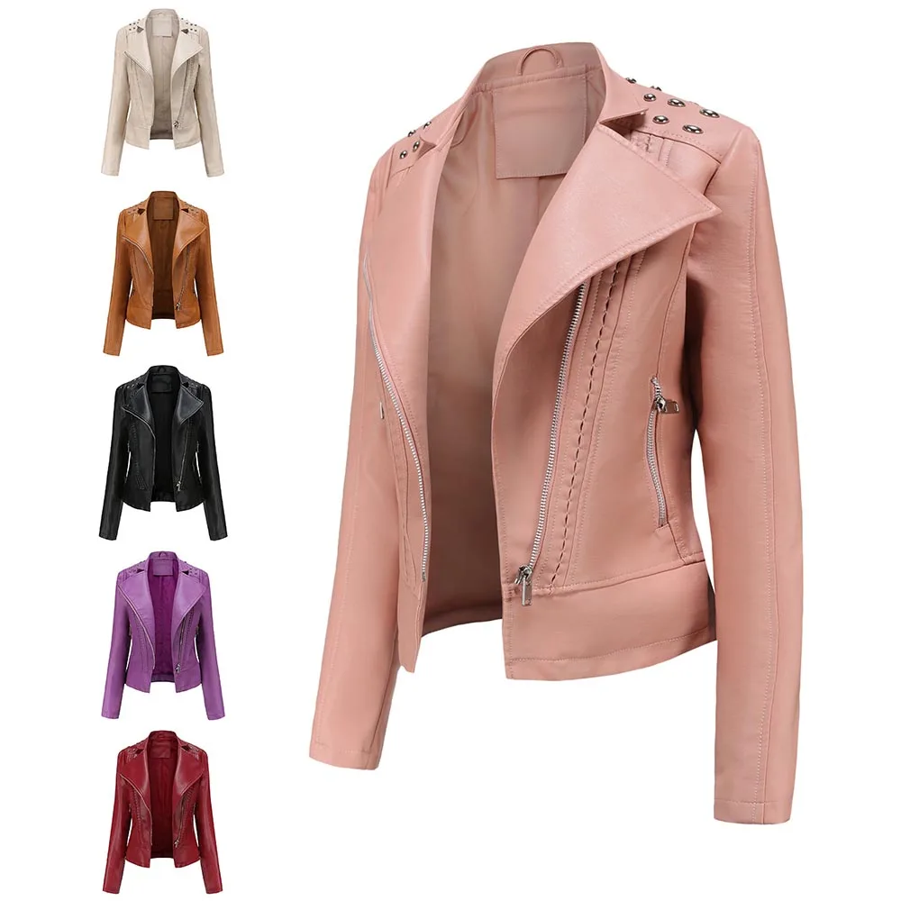 

2021 Winter Plus Size Rivet PU Leather Jacket Oversized For Women Coat Cardigan Veste Femme Casaco Femenino Cazadora Mujer