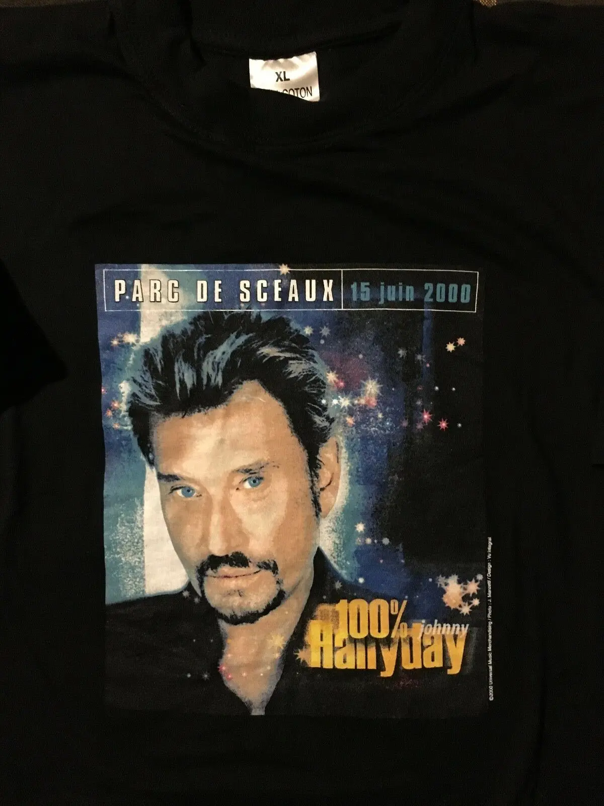 Футболка с принтом johnny hallyday parc de sceaux 2000 черная xl show оригинальная модная футболка
