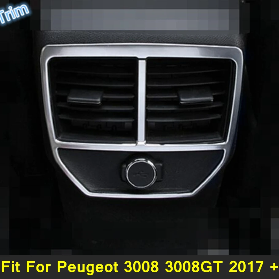 

Car Products Armrest Box Rear Air Conditioner AC Vent Outlet Decoration Cover Kit Trim Fit For Peugeot 3008 3008GT 2017 - 2022
