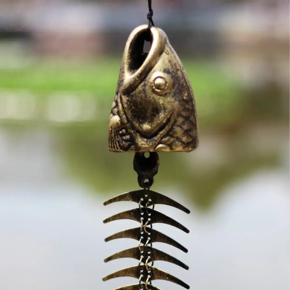 

50% Hot Sales!!! Fishbone Windchimes Bell Exquisite Long Service Life Black Pendant Outdoor Decoration for Home